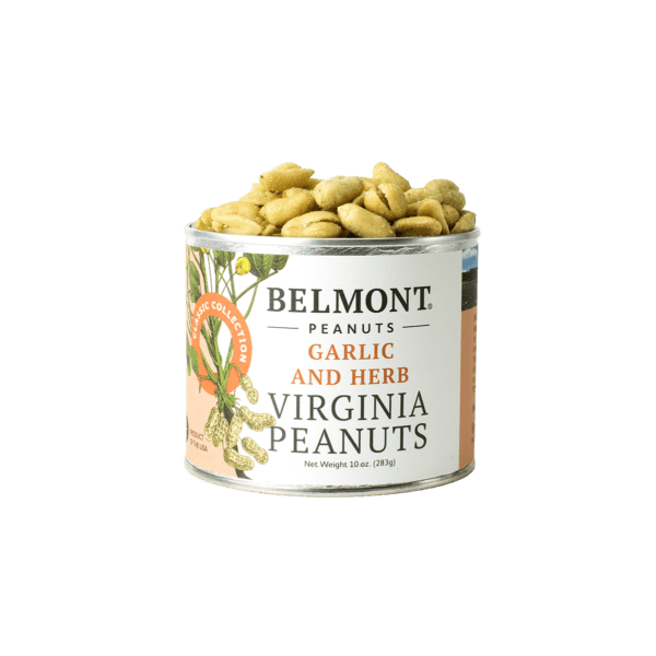 Can of Belmont Garlic and Herb Virginia Peanuts, 10 oz., in the Food & Beverage and Chips & Snacks collections