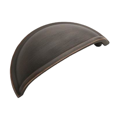 Oil-rubbed bronze cabinet pull with 3-inch center-to-center spacing in hardware and furniture accessories collections