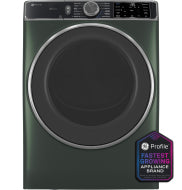Front-load smart electric dryer in dark green with digital controls and large circular door from Dryers collection