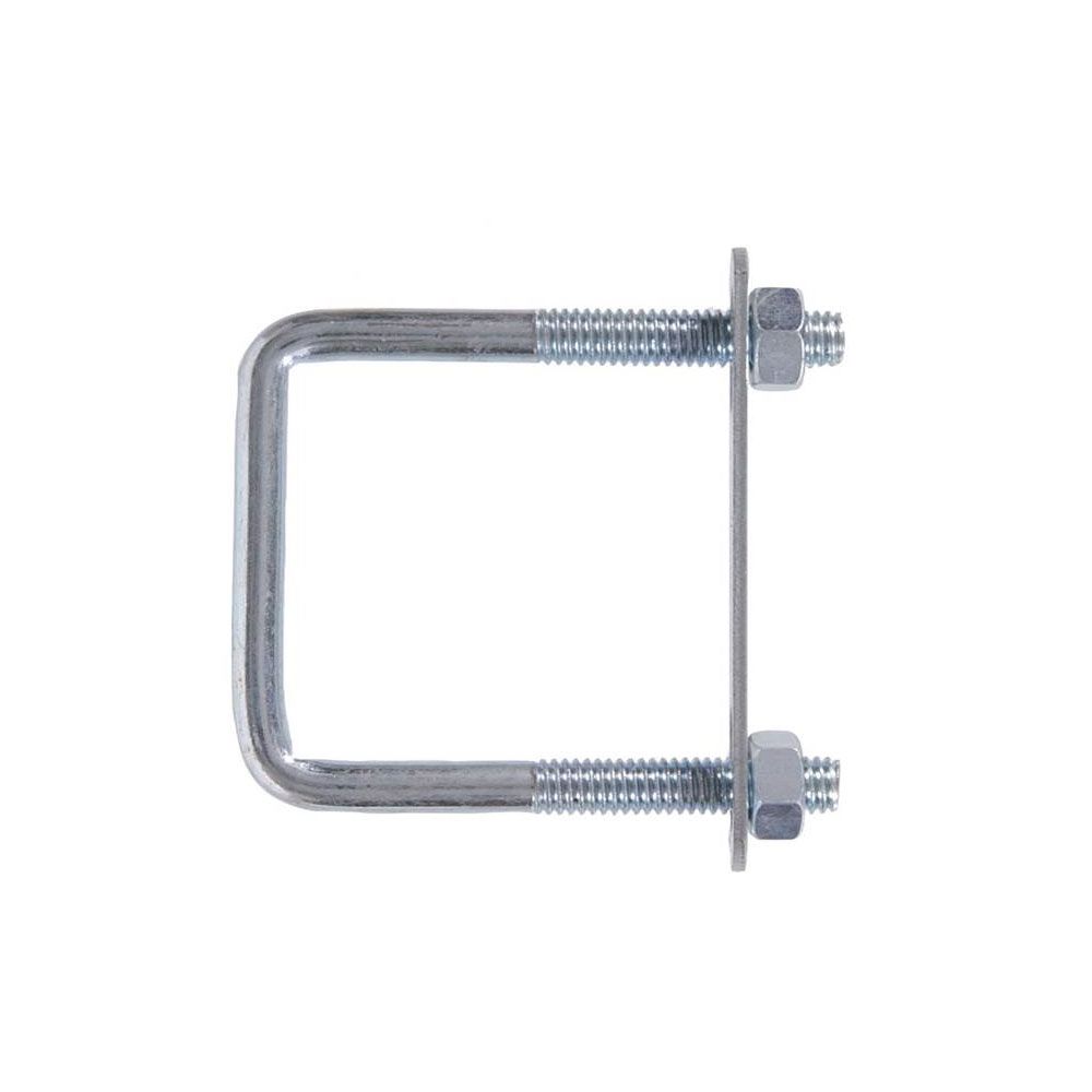 Square zinc-plated U-bolt with hex nuts and plate for hardware and fasteners in home improvement collections under $50