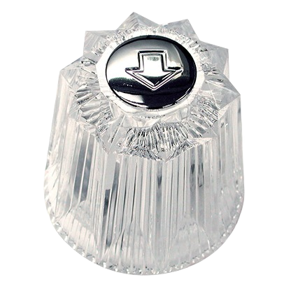 Clear acrylic diverter handle with chrome arrow button for faucet repair and plumbing parts collections