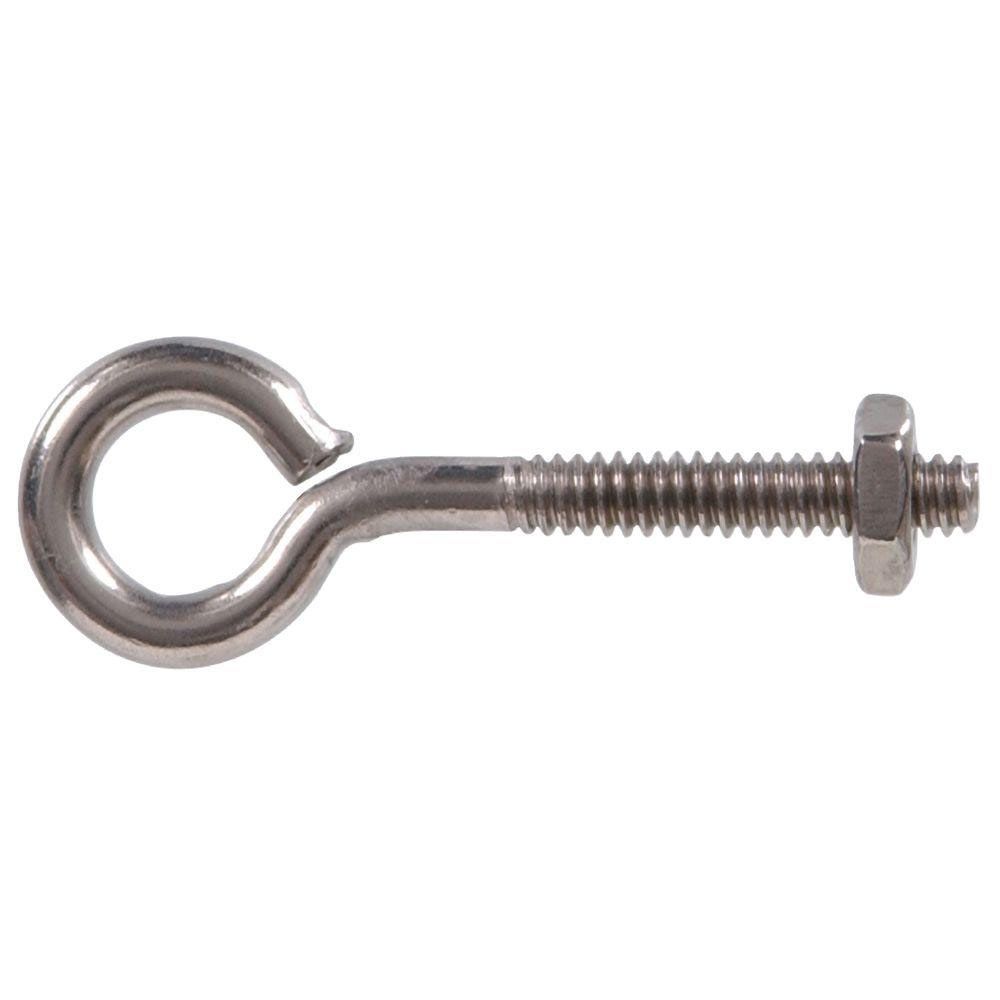 Stainless steel eye bolt with hexagonal lock nut for secure fastening in hardware and fasteners collections