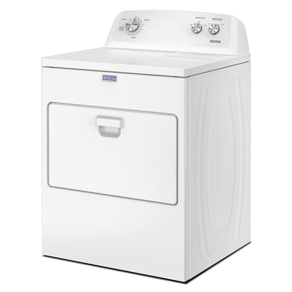 White top load electric dryer with control panel knobs and hamper door in dryers and appliances collection