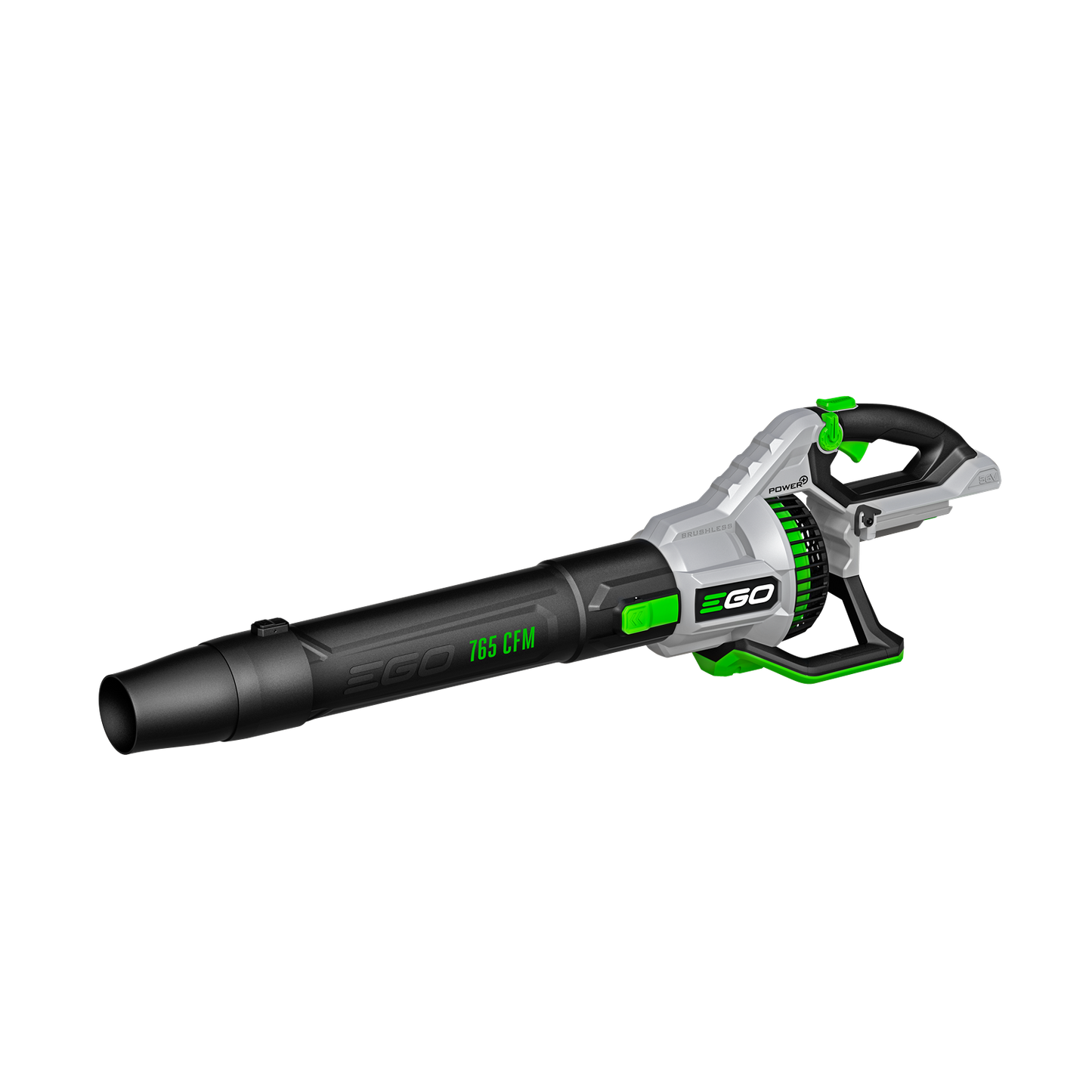 Battery powered EGO leaf blower with black and green housing for outdoor cleaning in electric power tools collection