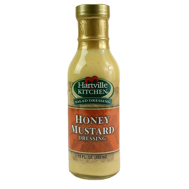 Bottle of Hartville Kitchen honey mustard salad dressing with gold cap in food and beverage collection