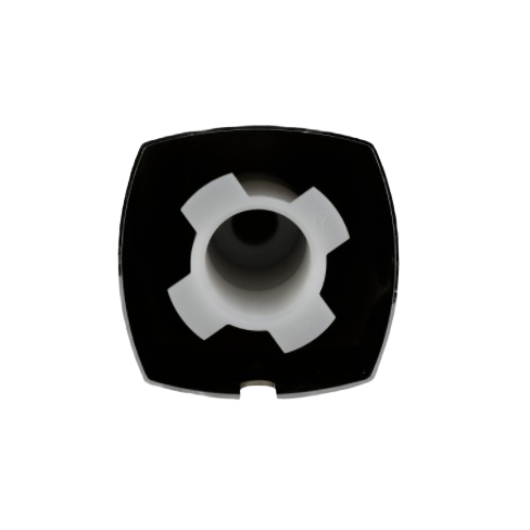 Top view of white plastic diverter tub spout insert for home improvement plumbing installations