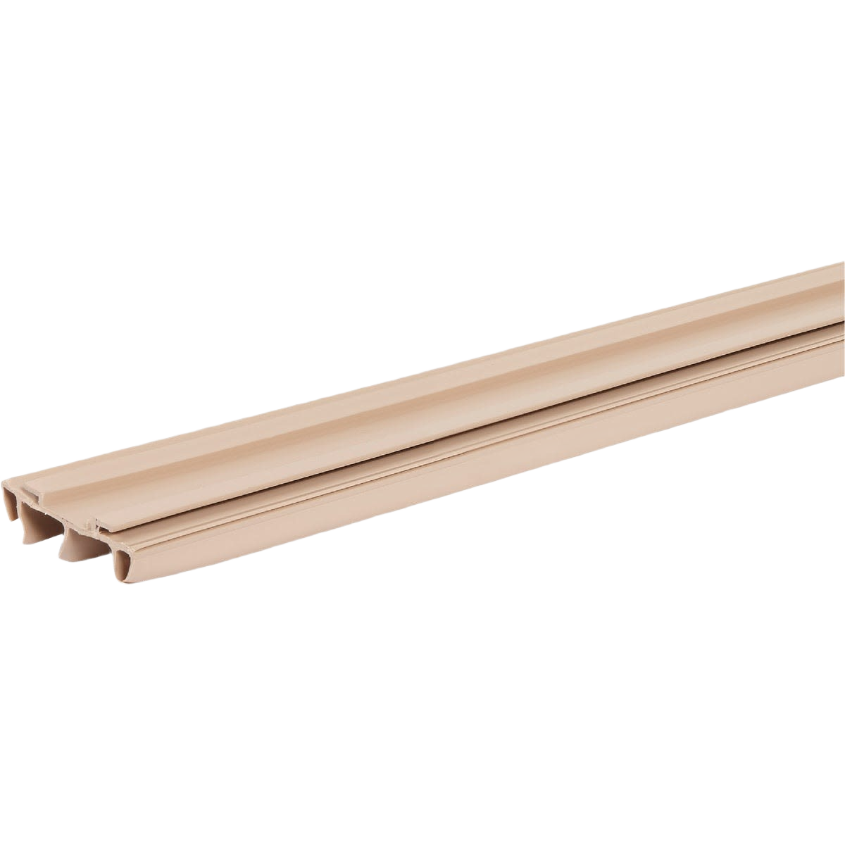 Beige vinyl door bottom with flexible fins to block drafts, dust, and moisture for home improvement in hardware category.