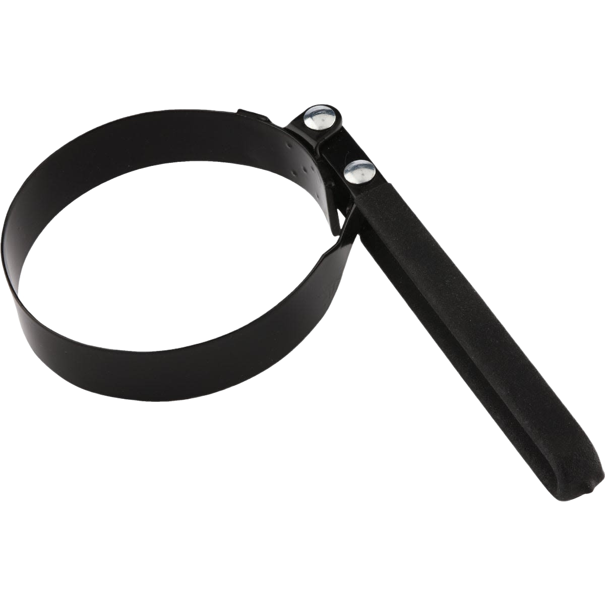 Vinyl coated steel oil filter wrench with adjustable band and cushioned handle for automotive maintenance tasks