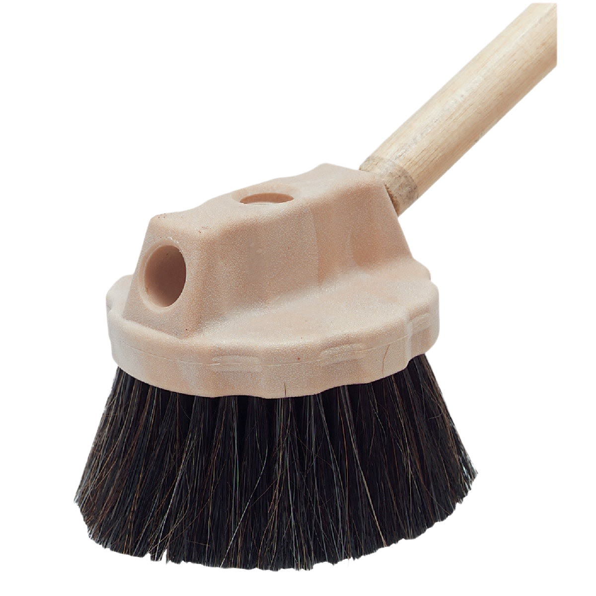Round brush with natural bristles and wooden handle for window and vehicle cleaning in home improvement tools collection