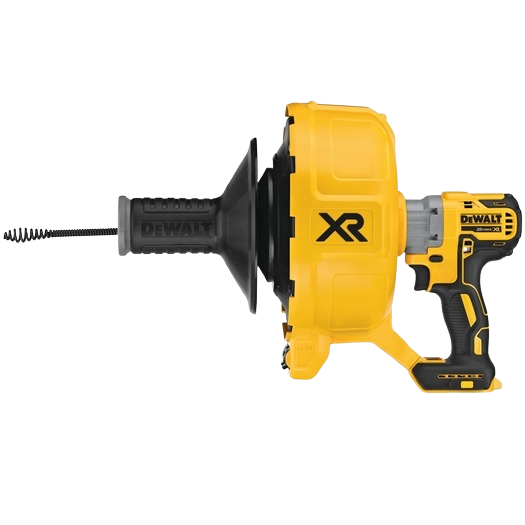Cordless brushless drain snake tool in yellow and black designed for plumbing and home improvement tasks