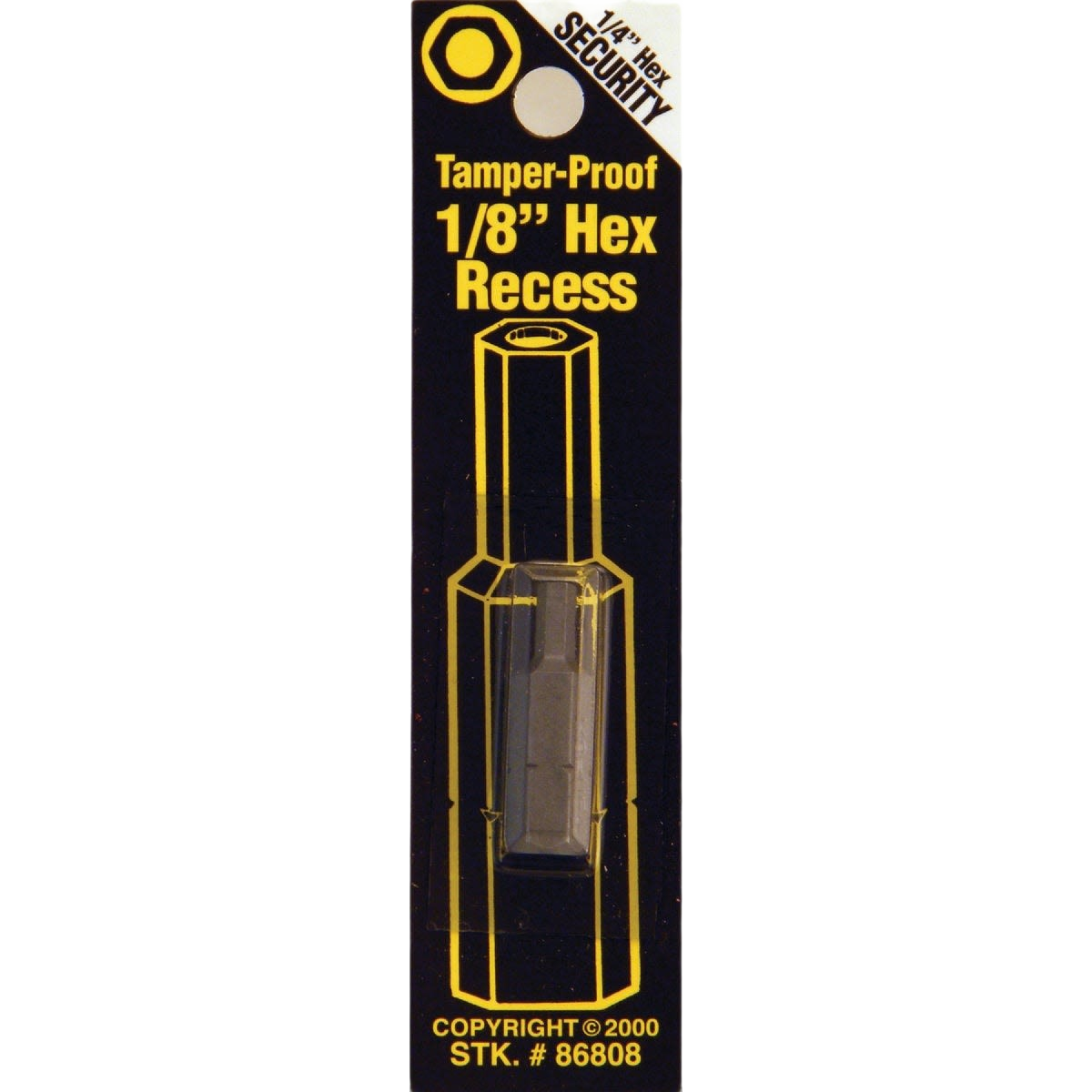 Tamper-proof 1/8 inch hex security bit in blister pack for tool accessories and home improvement use under $50