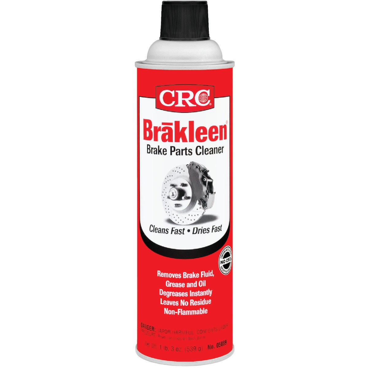Red can of brake parts cleaner with fast-drying formula for grease and oil removal in automotive cleaning supplies