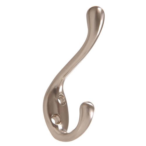 Satin nickel heavy duty coat and hat hook for wall mounting in hardware and storage organization under $50 collection