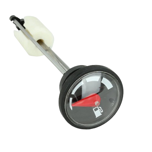 Fuel level sensor gauge with black bezel and white float arm for automotive and mechanic tool collections