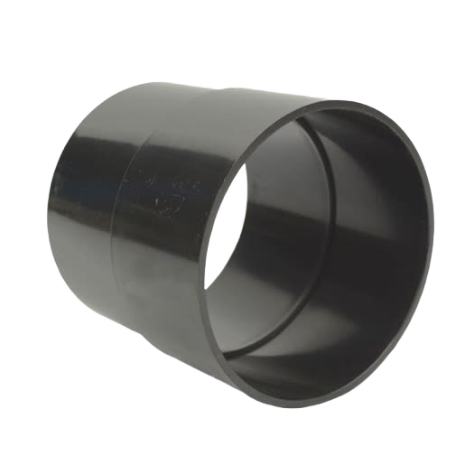 Black ABS plastic pipe adapter for 4-inch PVC connections in woodworking tools and dust collection systems