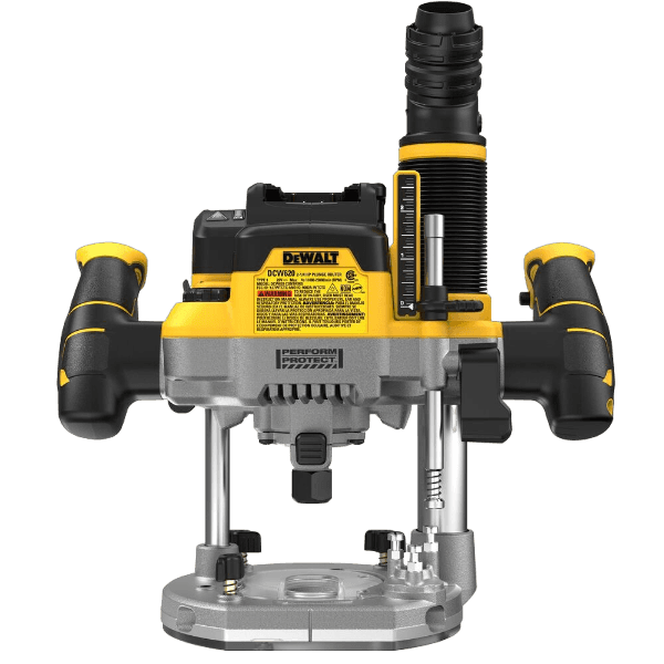 Cordless plunge router with yellow and black design for precise woodworking in tools and home improvement projects