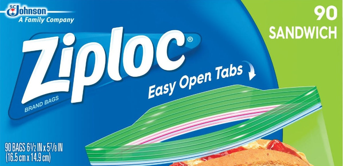 Package of 90 clear sandwich bags with easy-open tabs for food storage in kitchen and organization collections under $50