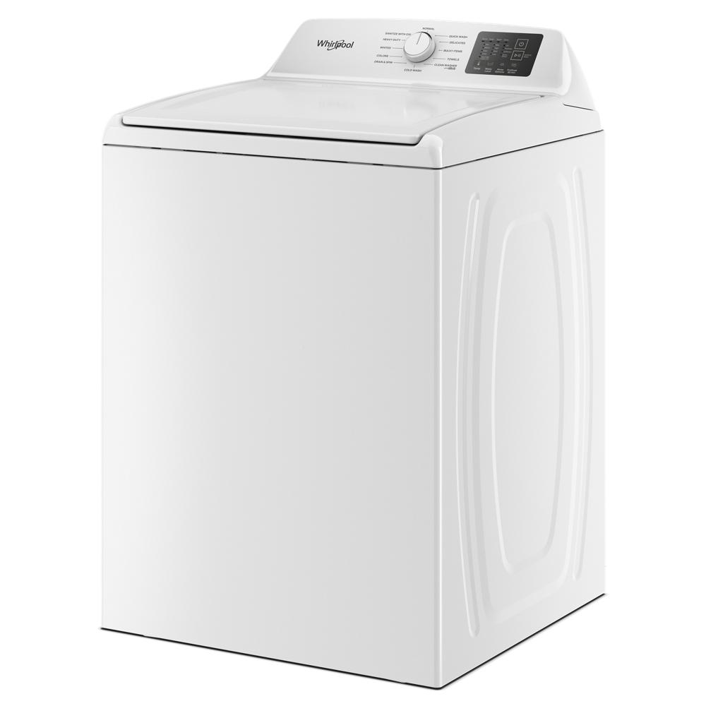 White Whirlpool top load impeller washer with digital display and control knob for washers and appliances collection