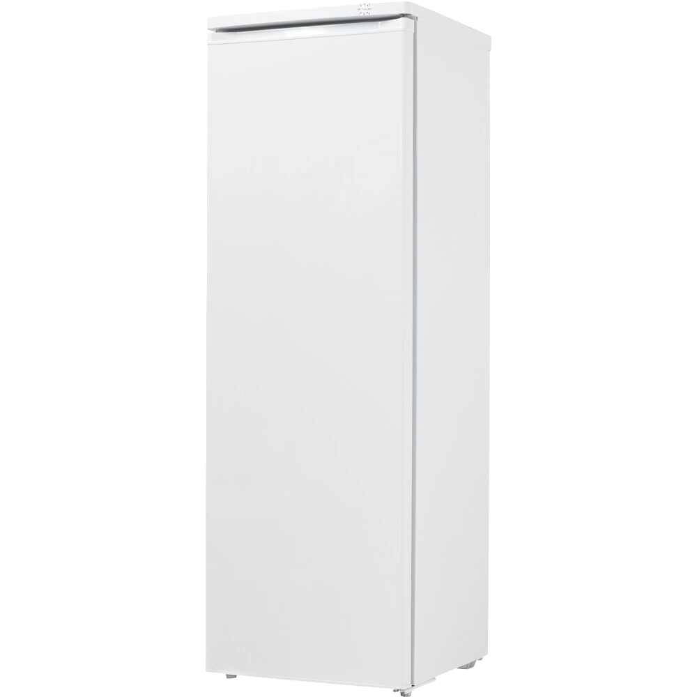 Tall white upright freezer with manual defrost and mechanical thermostat for extra home storage needs