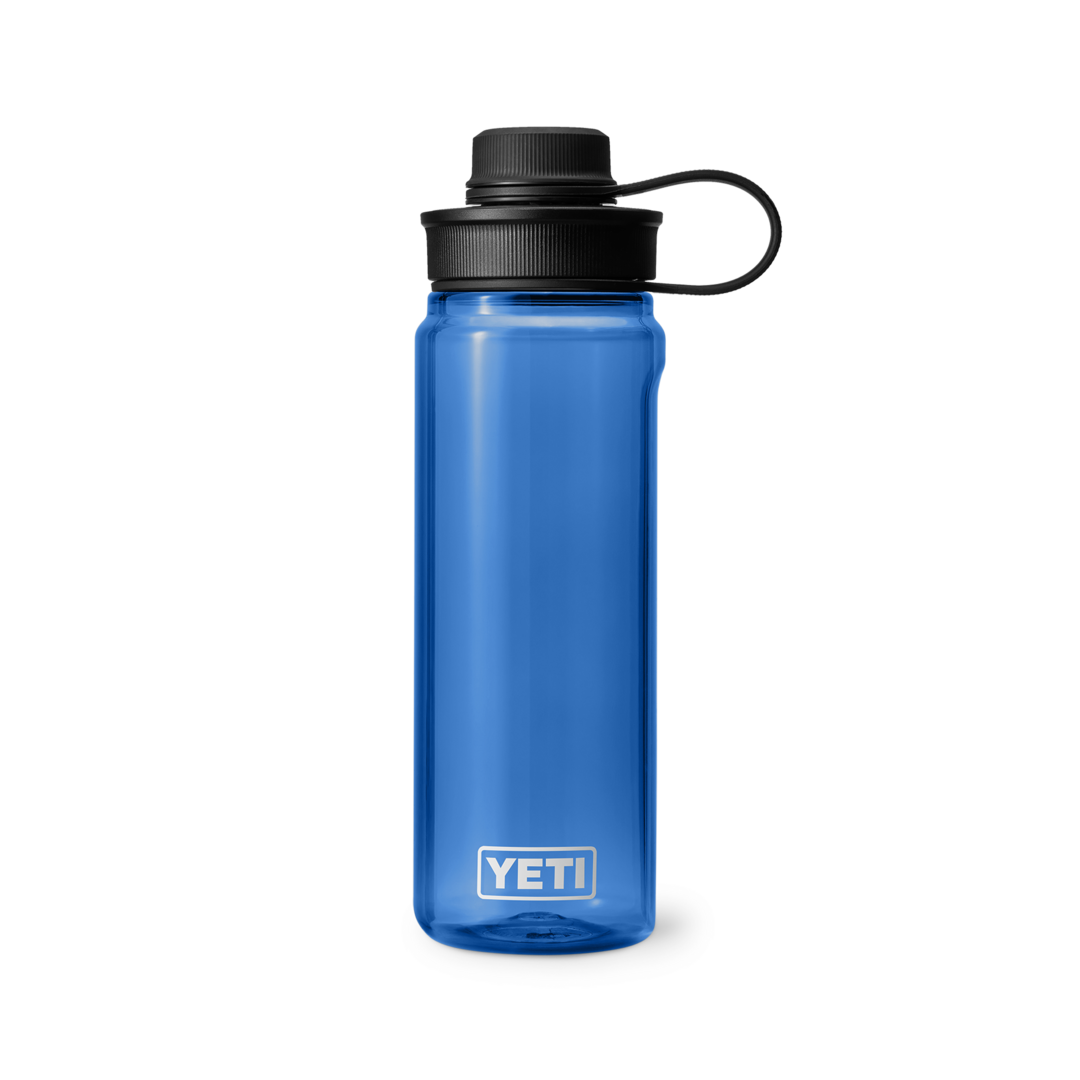 Blue 25 oz. water bottle with black tether cap, durable drinkware for kitchen, outdoor use, and everyday hydration needs
