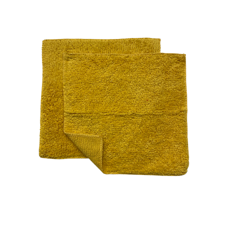 Two mustard yellow cotton chenille dish towels with textured absorbent fabric for kitchen use under $50 collections