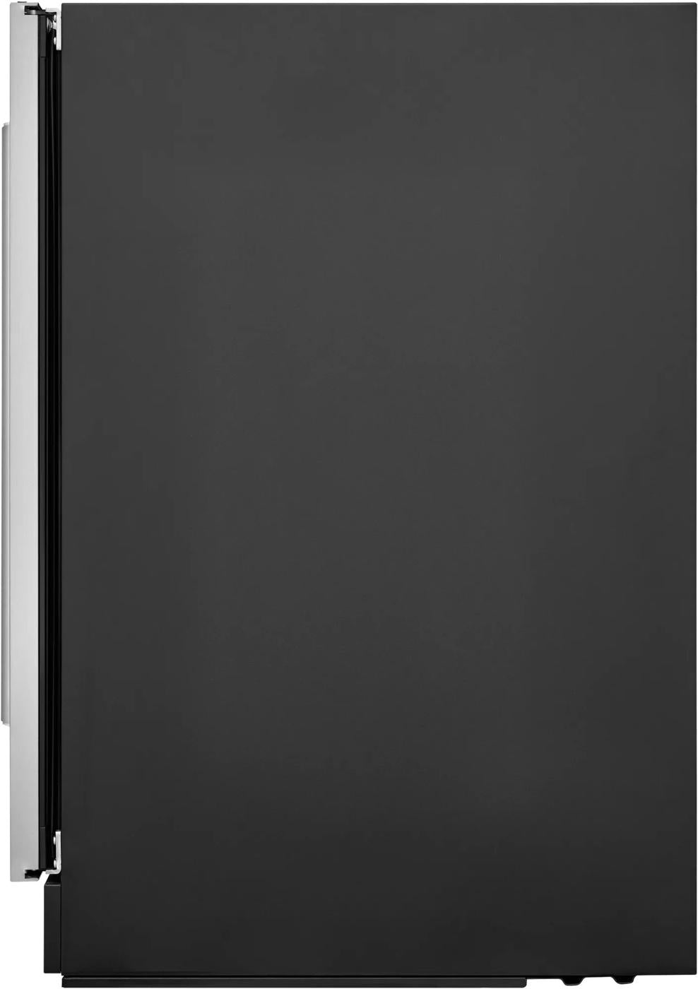 Side view of a black 24-inch under-counter wine cooler from mini refrigerators and beverage centers collection