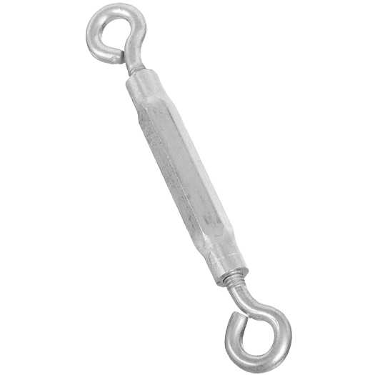 Zinc eye and eye turnbuckle with hexagonal body for secure fastening in hardware and fastener collections