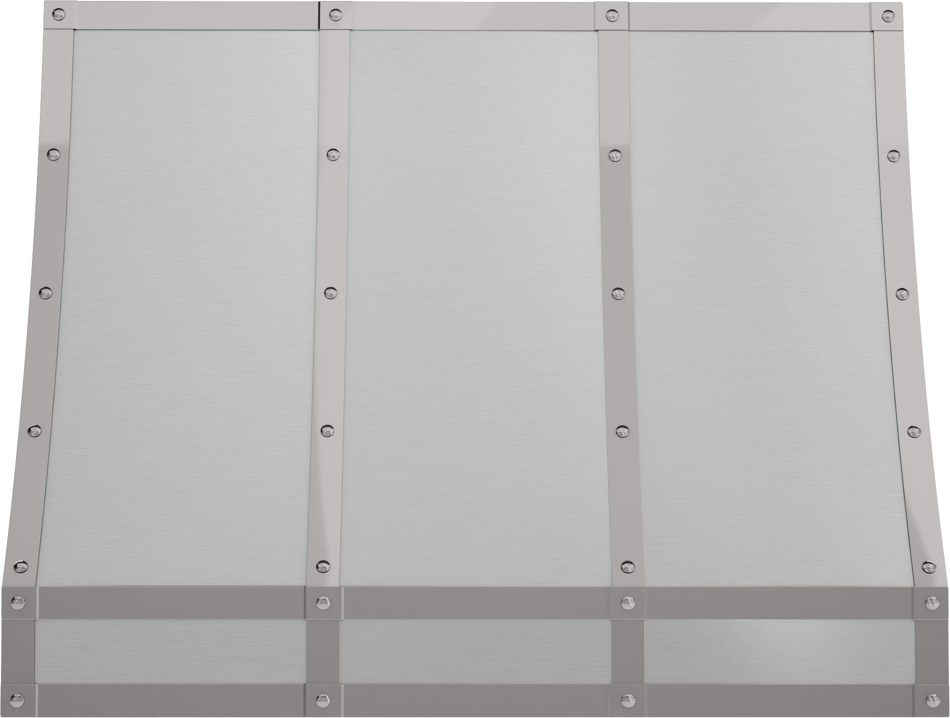 Stainless steel vent hood body with banded frame, designed for home improvement and kitchen tool applications