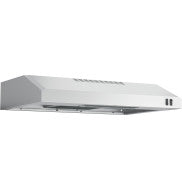Under-cabinet stainless steel range hood with dual control switches in kitchen appliances and range hoods collection