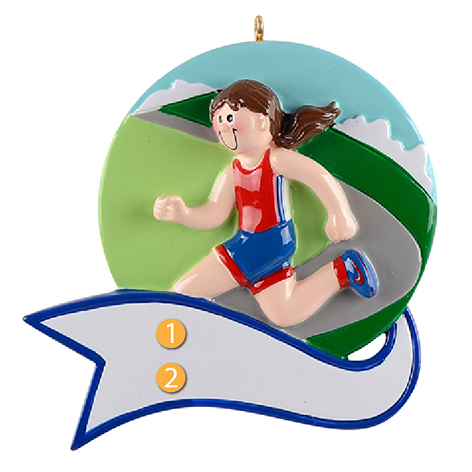 Girl jogging in red and blue outfit on a winding road ornament for Christmas decorations under $50 collection
