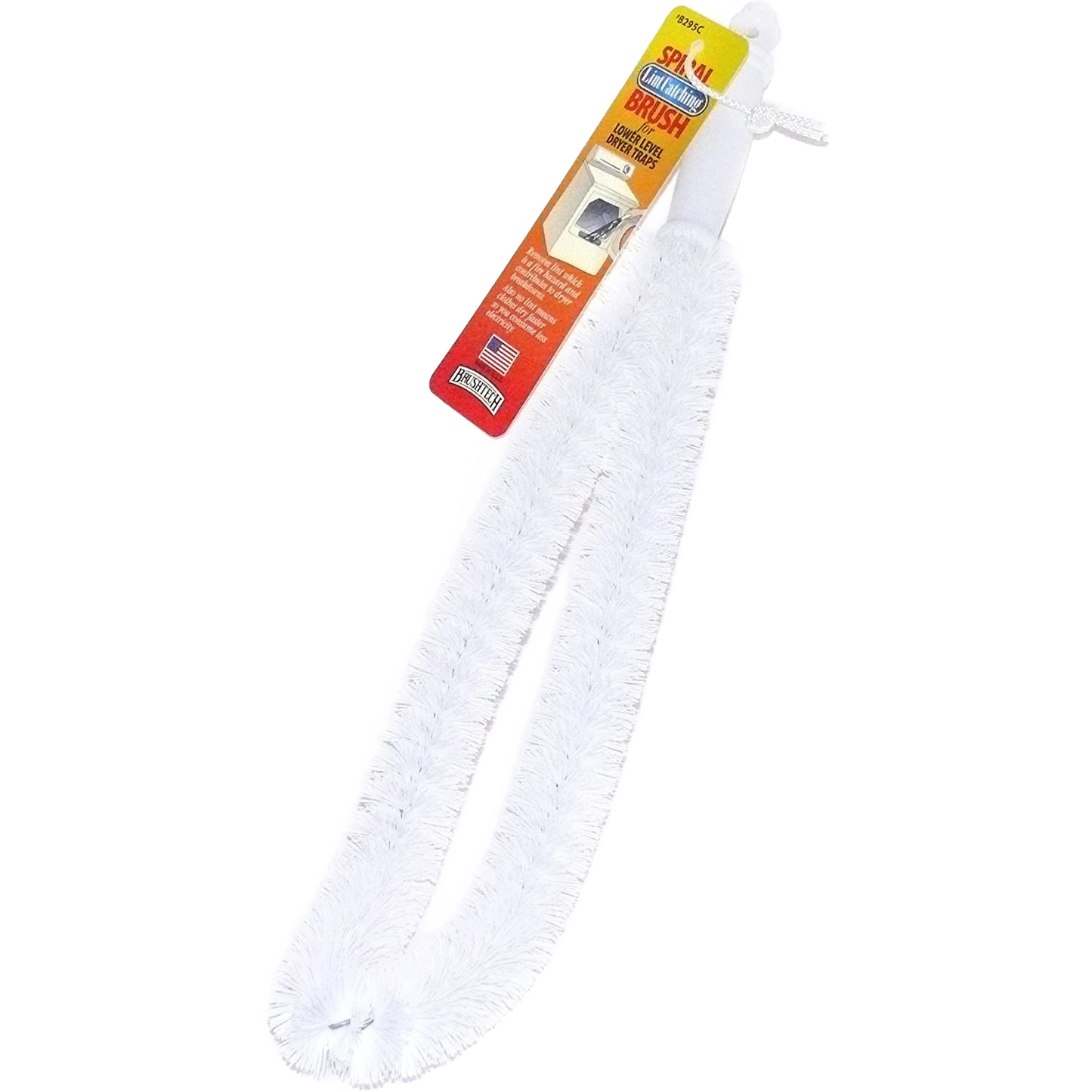 White flexible lint-catching brush with dense bristles for cleaning lower dryer lint filters in cleaning tools collection