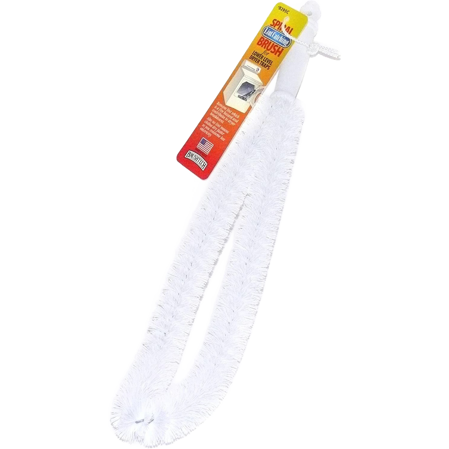 White flexible lint-catching brush with dense bristles for cleaning lower dryer lint filters in cleaning tools collection