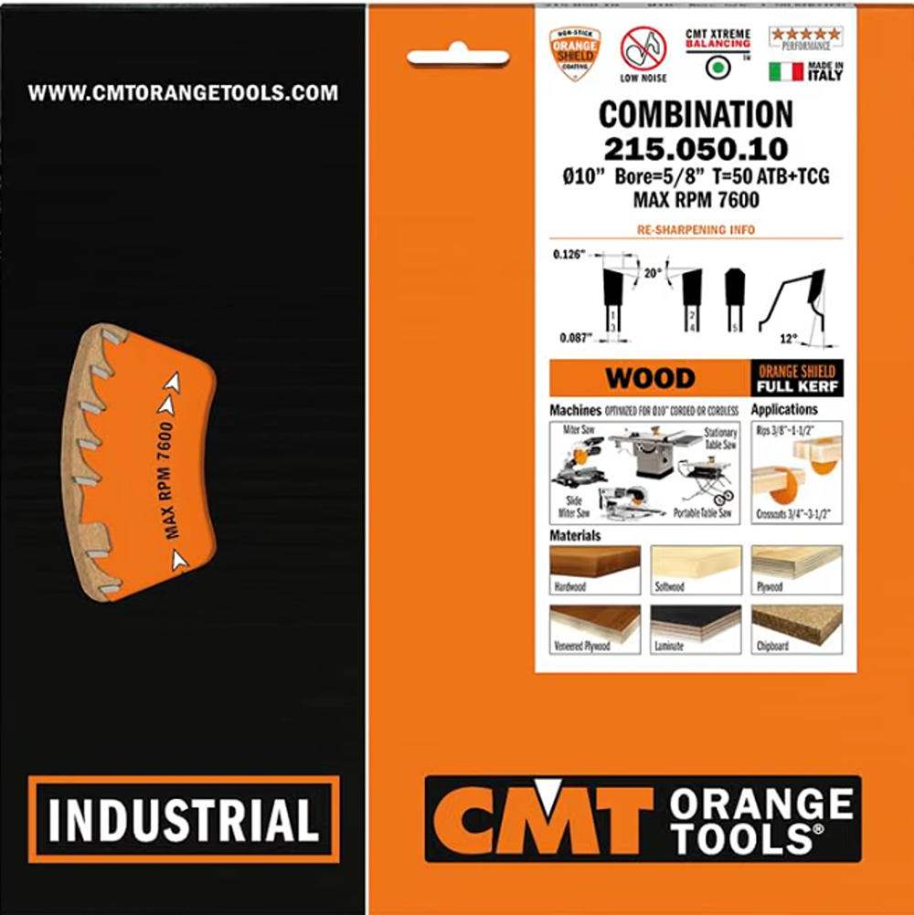 CMT Orange Tools 10” 50T Combination Saw Blade