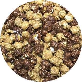 Close-up of gluten-free chocolate and peanut butter flavored popcorn from the Chips & Snacks collection under $50