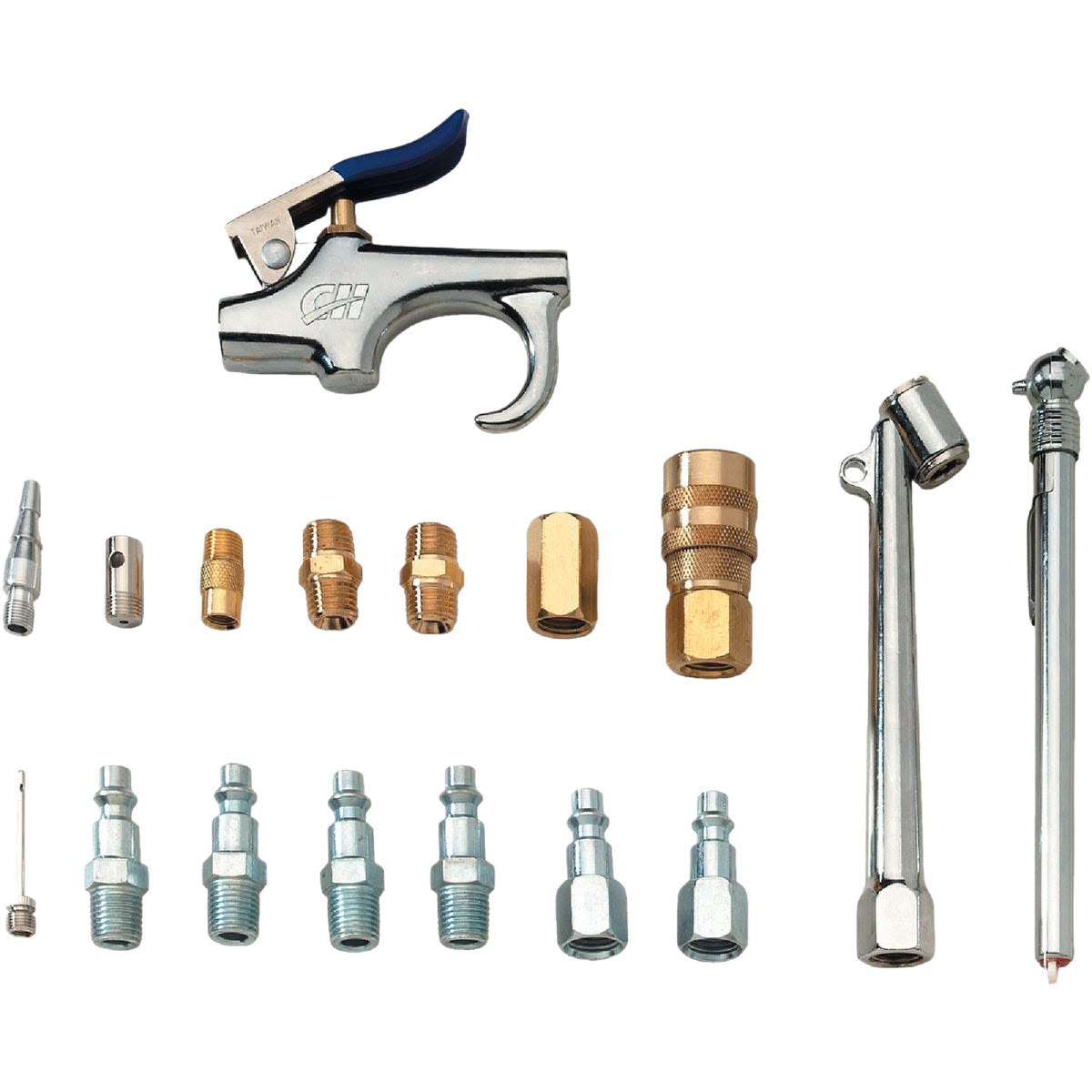 Metal and brass air tool accessories including couplers, connectors, and blow guns for air tools and home improvement tasks under $50 collection