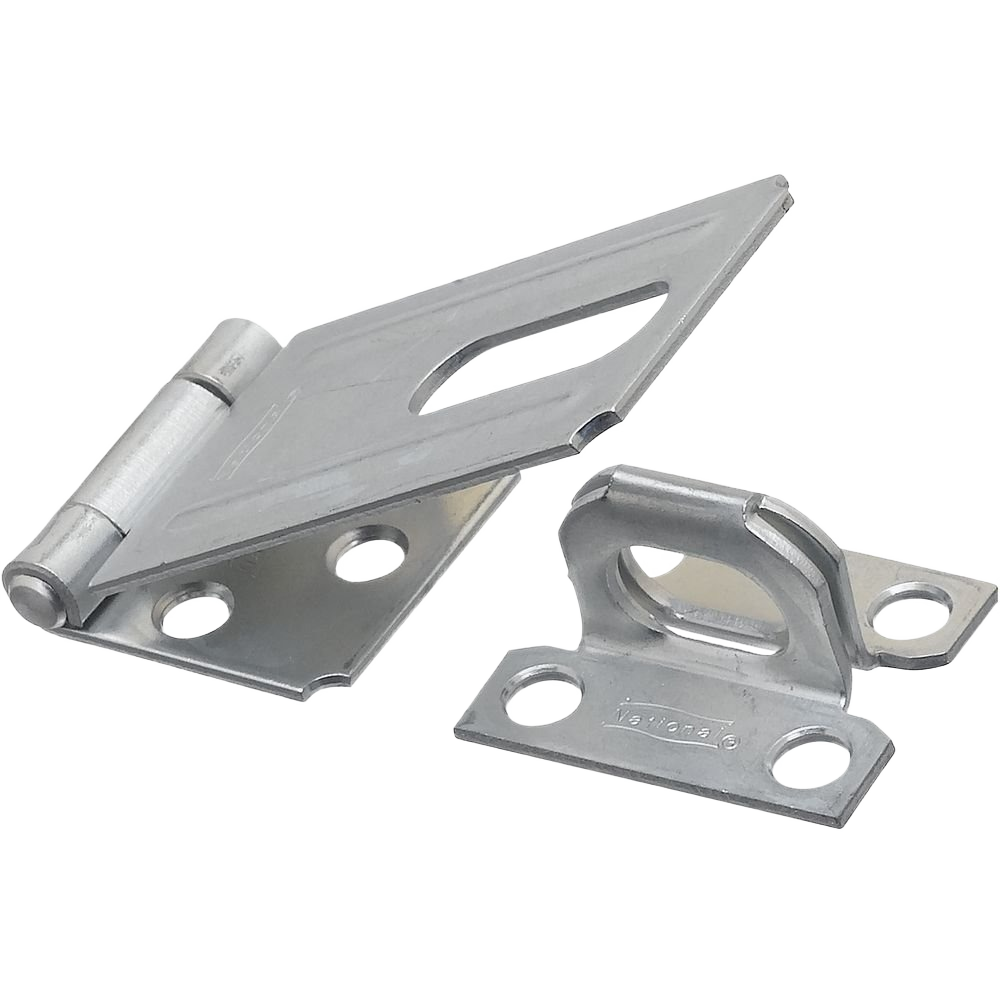 Zinc non-swivel safety hasp with brass pin for secure locking on doors, cabinets, and gates in hardware collection under $50