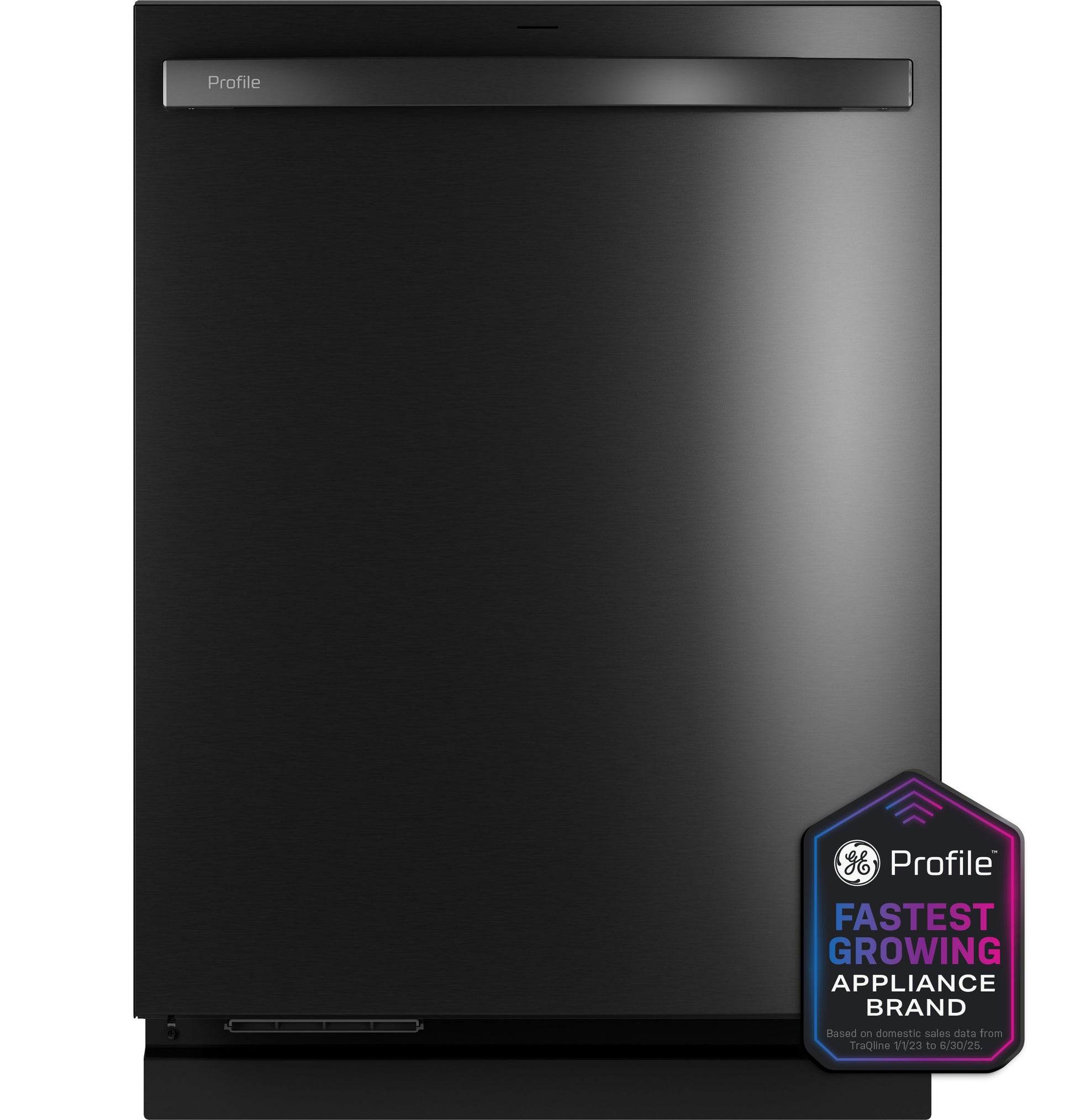 Black GE Profile dishwasher with minimalistic design, part of dishwashers and kitchen appliances collection