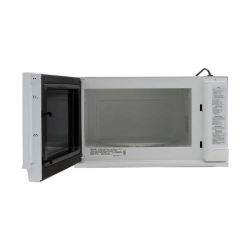 White countertop microwave with open door, sensor technology, and control panel in Kitchen & Kitchenware collection