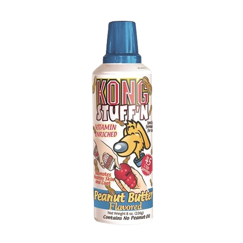 Bottle of peanut butter flavored dog treat paste for filling toys in pet supplies and dog treats collections under $25