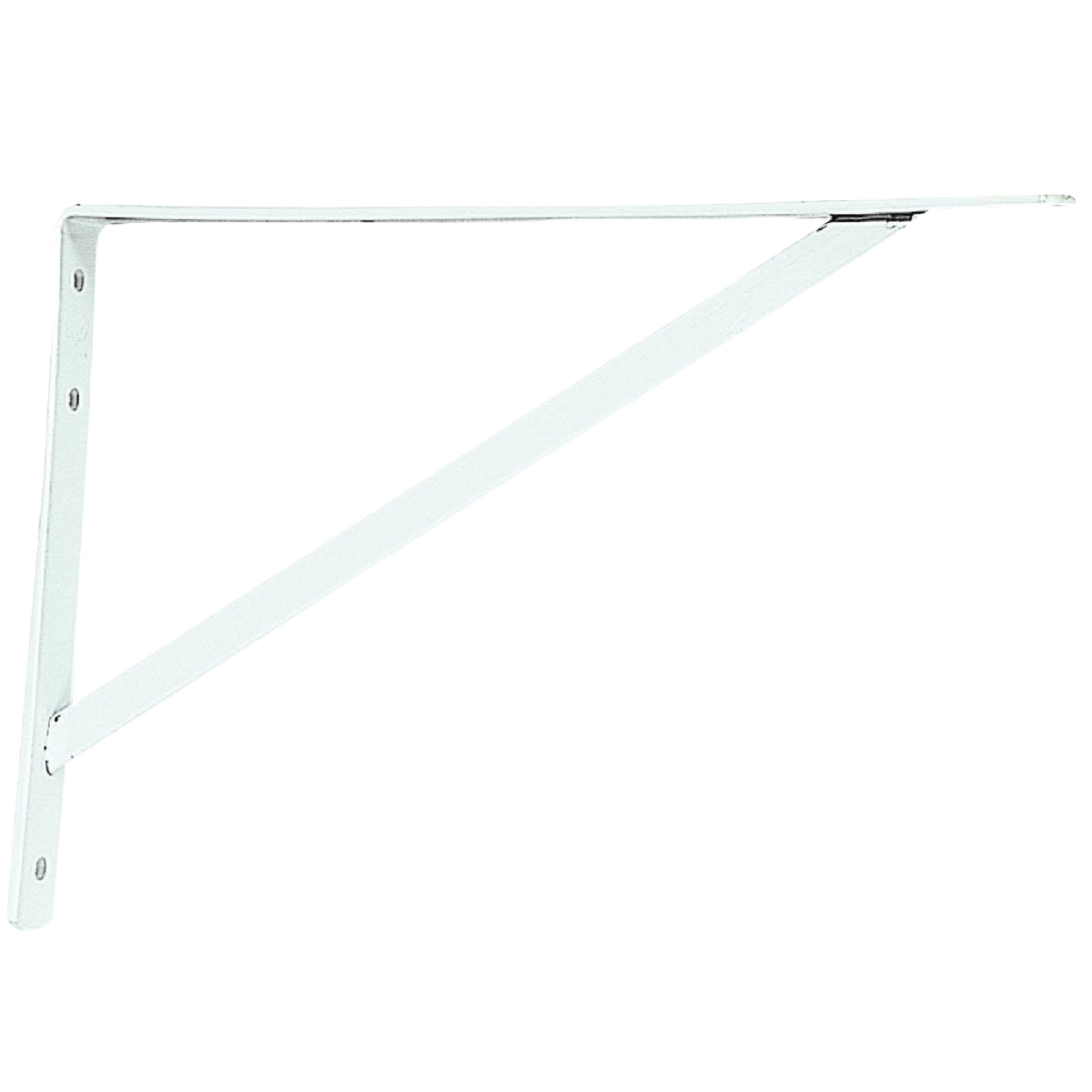White metal L-bracket with support arm for home improvement and tools applications