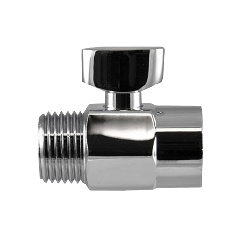 Chrome-finished shower volume control valve for plumbing repair, designed for water flow adjustment in home improvement projects.