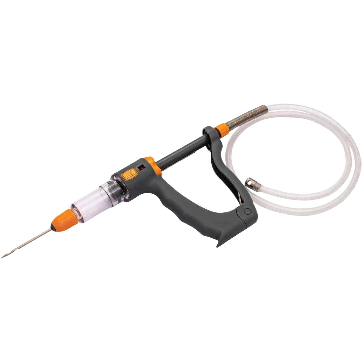 Plastic meat injector with dial volume control and flexible hose, ideal for grill accessories and outdoor cooking tools under $50