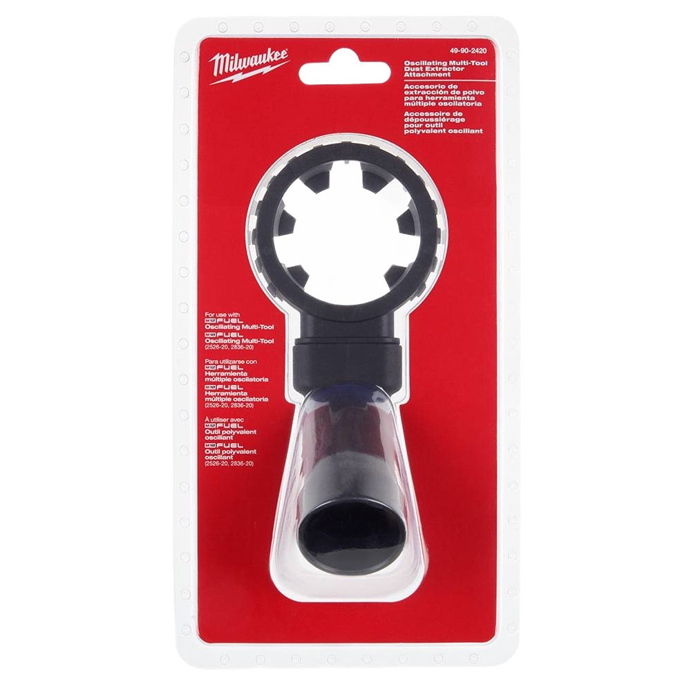 Black plastic dust extractor attachment compatible with oscillating multi-tools in woodworking and power tool accessories under $50