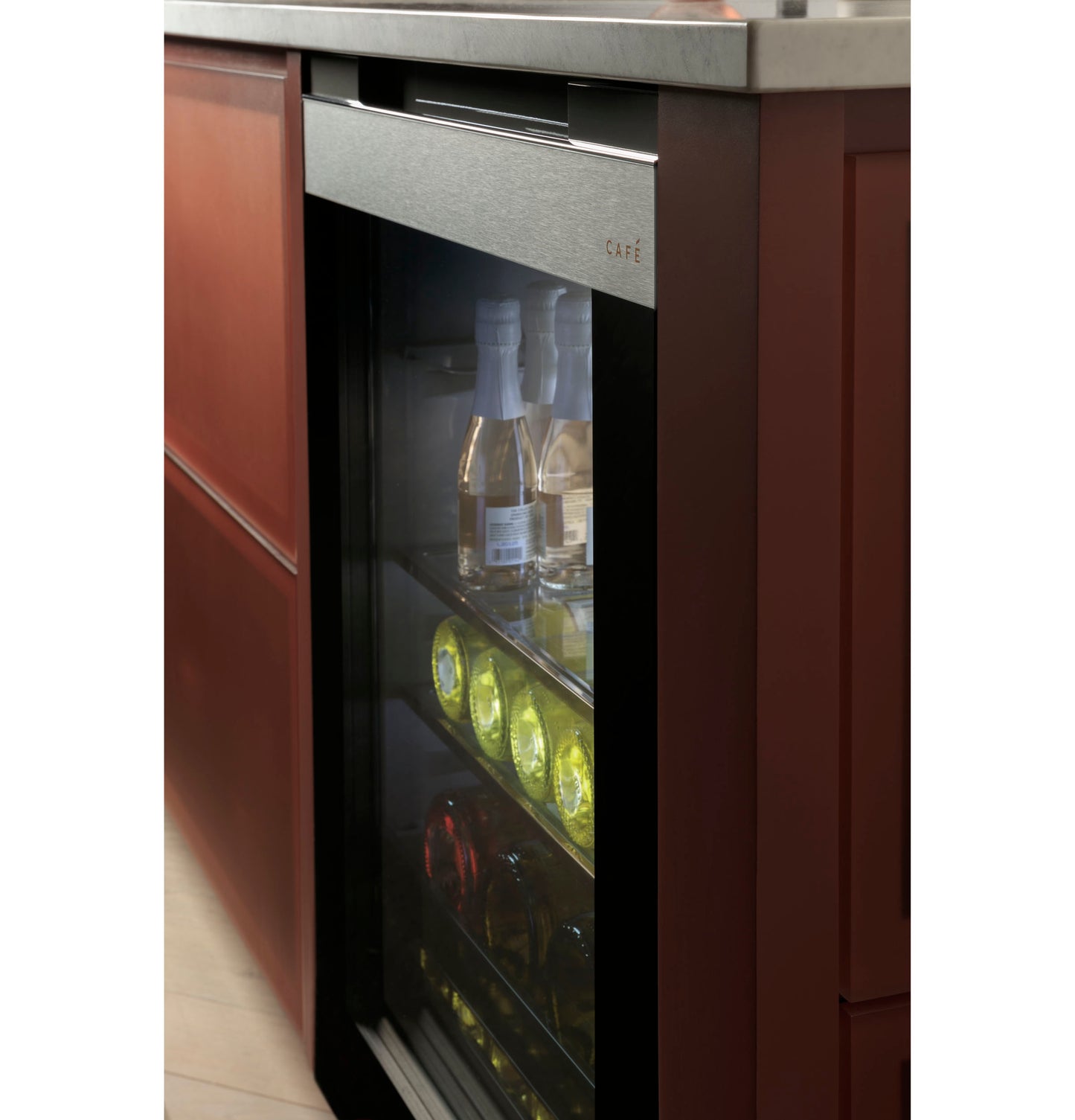 CAFÉ™ ENERGY STAR® 126-Can or 14-Bottle Beverage Center in Platinum Glass