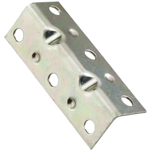Zinc corner brace with multiple screw holes for reinforcing joints in home improvement and woodworking projects