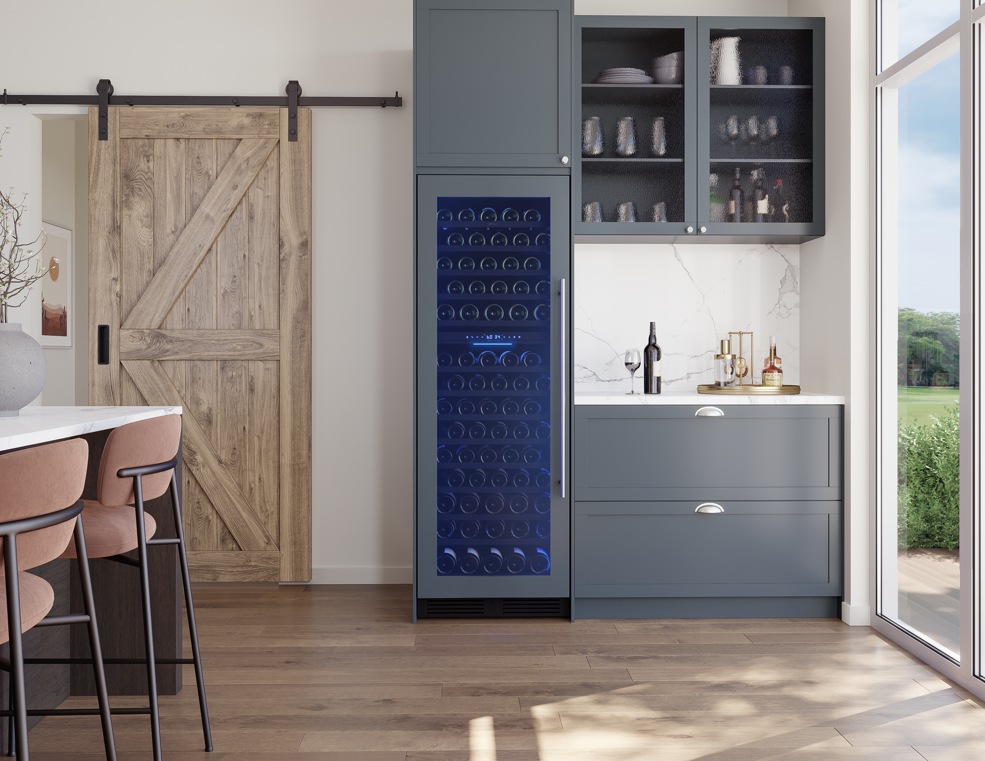 24-inch panel ready dual zone wine cooler with glass door and reversible hinge in kitchen appliances and refrigerators collection