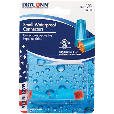 Small aqua and orange waterproof connectors for outdoor electrical wire splices in home improvement under $50.