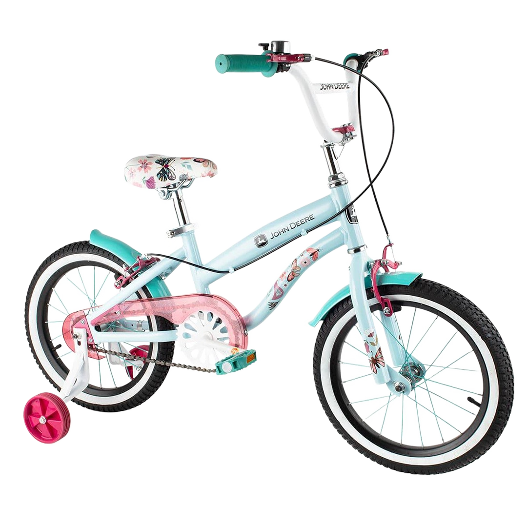 Children's 16-inch blue and pink bicycle with training wheels in vehicles and toys for active play collections
