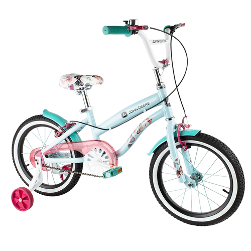 Children's 16-inch blue and pink bicycle with training wheels in vehicles and toys for active play collections