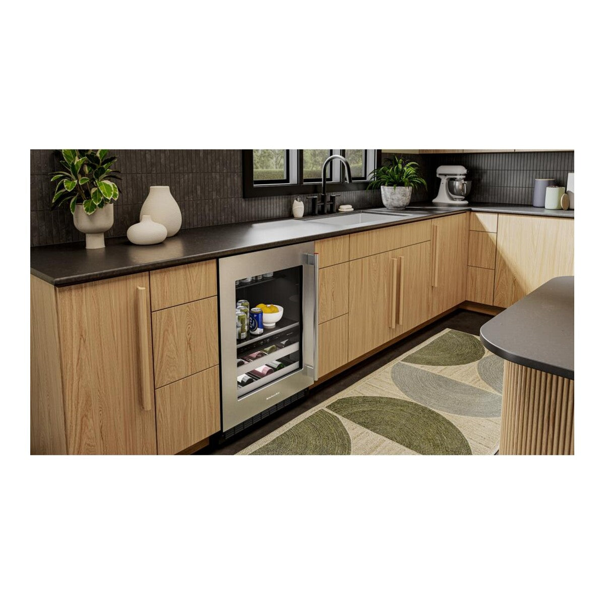 4.8 Cu. Ft. 24-Inch Beverage Center with Left Door Swing and 14-Wine Bottle Capacity with Metal-Front Racks in Stainless Steel